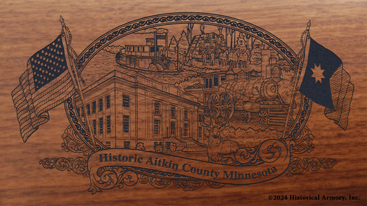 Aitkin County Minnesota Engraved Rifle Buttstock
