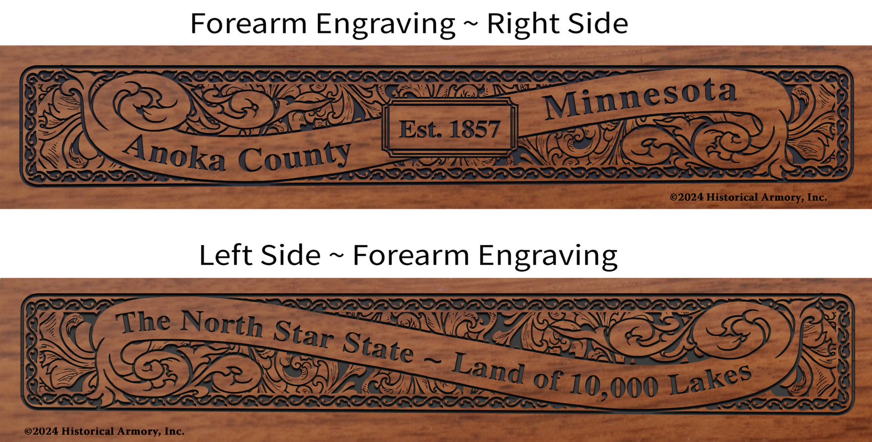 Anoka County Minnesota Engraved Rifle Forearm