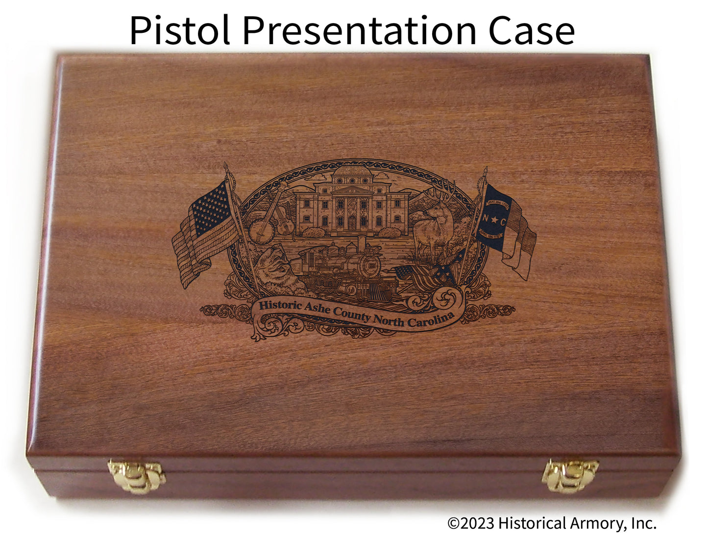 Ashe County North Carolina Engraved .45 Auto Ruger 1911 Presentation Case