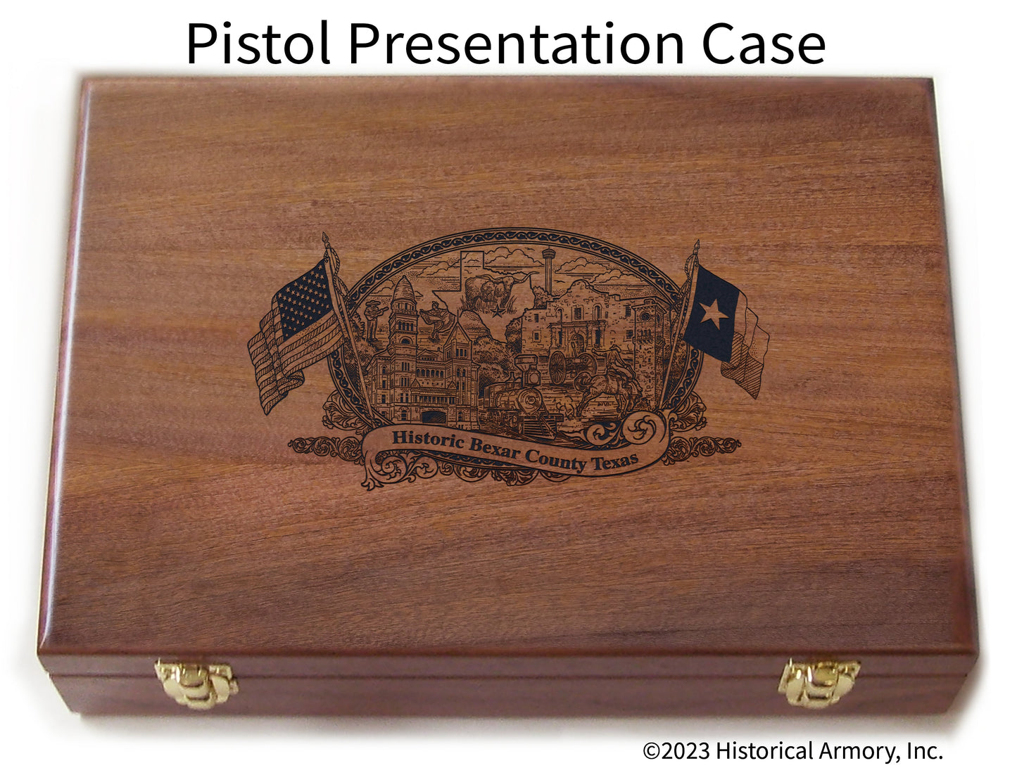 Bexar County Texas Engraved .45 Auto Ruger 1911 Presentation Case