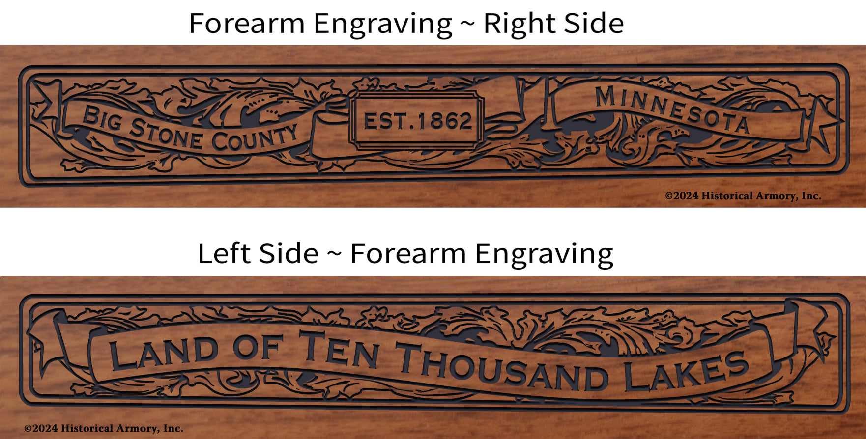 Big Stone County Minnesota Engraved Rifle Forearm