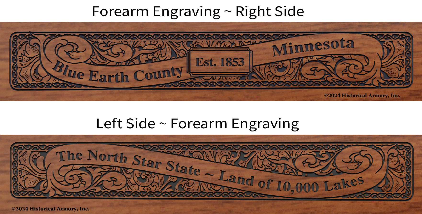 Blue Earth County Minnesota Engraved Rifle Forearm