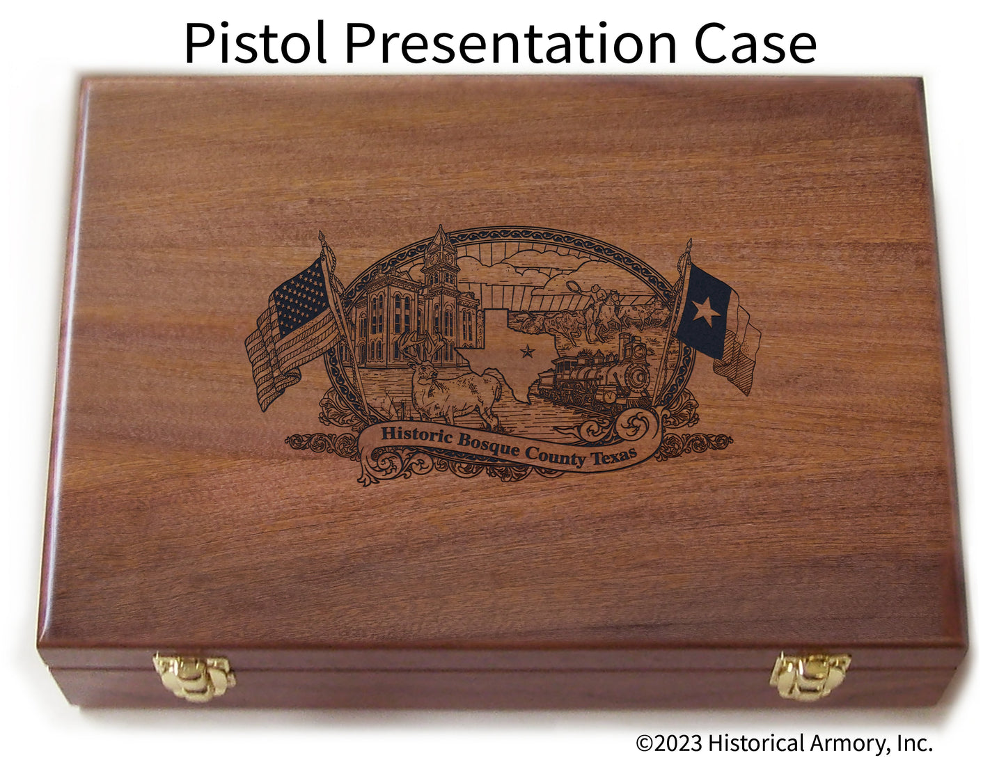 Bosque County Texas Engraved .45 Auto Ruger 1911 Presentation Case