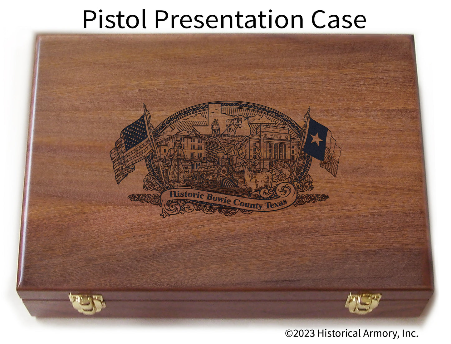 Bowie County Texas Engraved .45 Auto Ruger 1911 Presentation Case