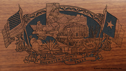 brewster county texas engraved rifle buttstock