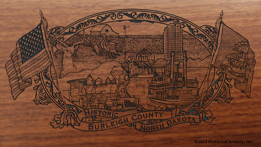 burleigh county north dakota engraved rifle buttstock
