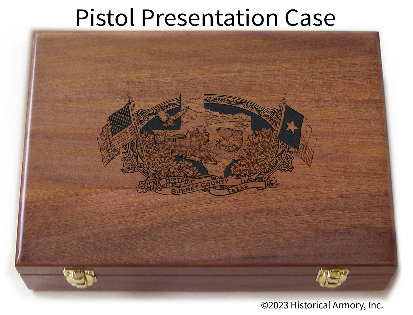 Burnet County Texas Engraved .45 Auto Ruger 1911 Presentation Case