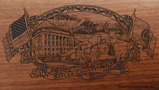 Butler County Missouri Engraved Rifle Buttstock