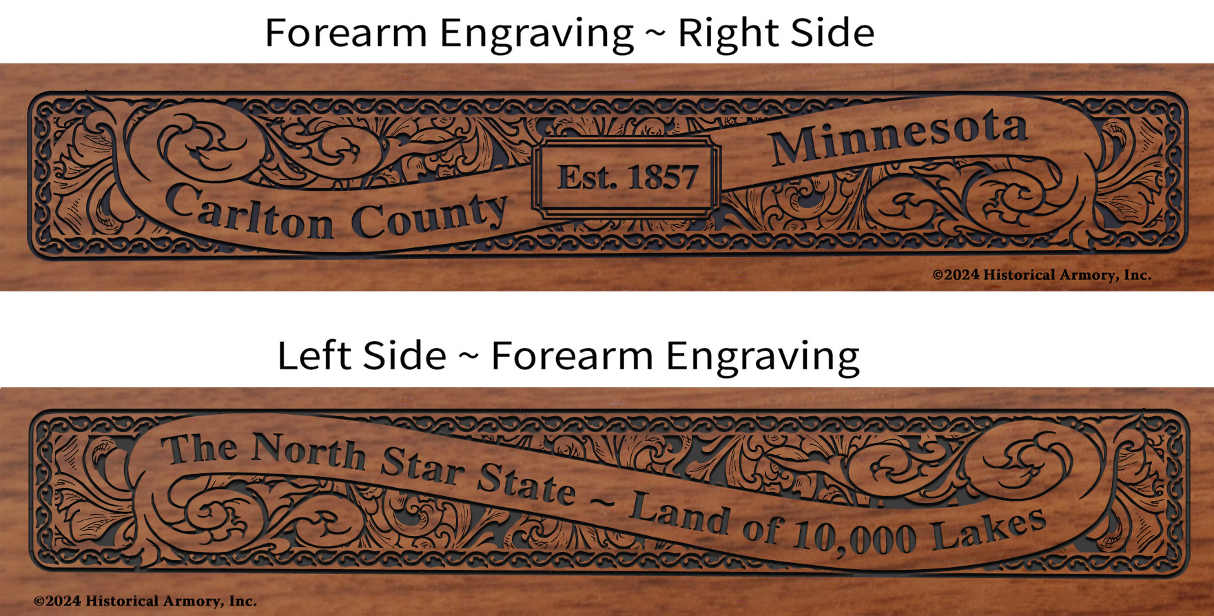 Carlton County Minnesota Engraved Rifle Forearm