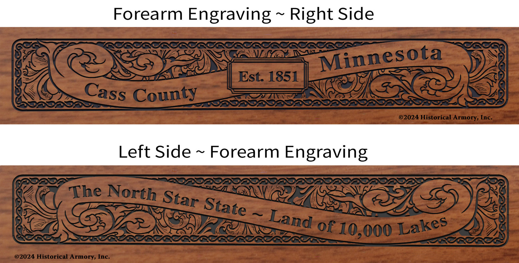 Cass County Minnesota Engraved Rifle Forearm