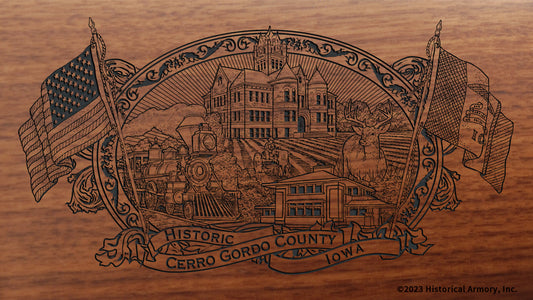 Cerro Gordo County Iowa Engraved Rifle