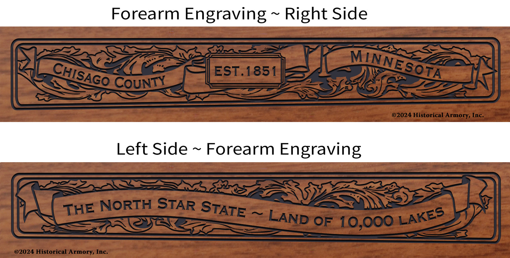 Chisago County Minnesota Engraved Rifle Forearm