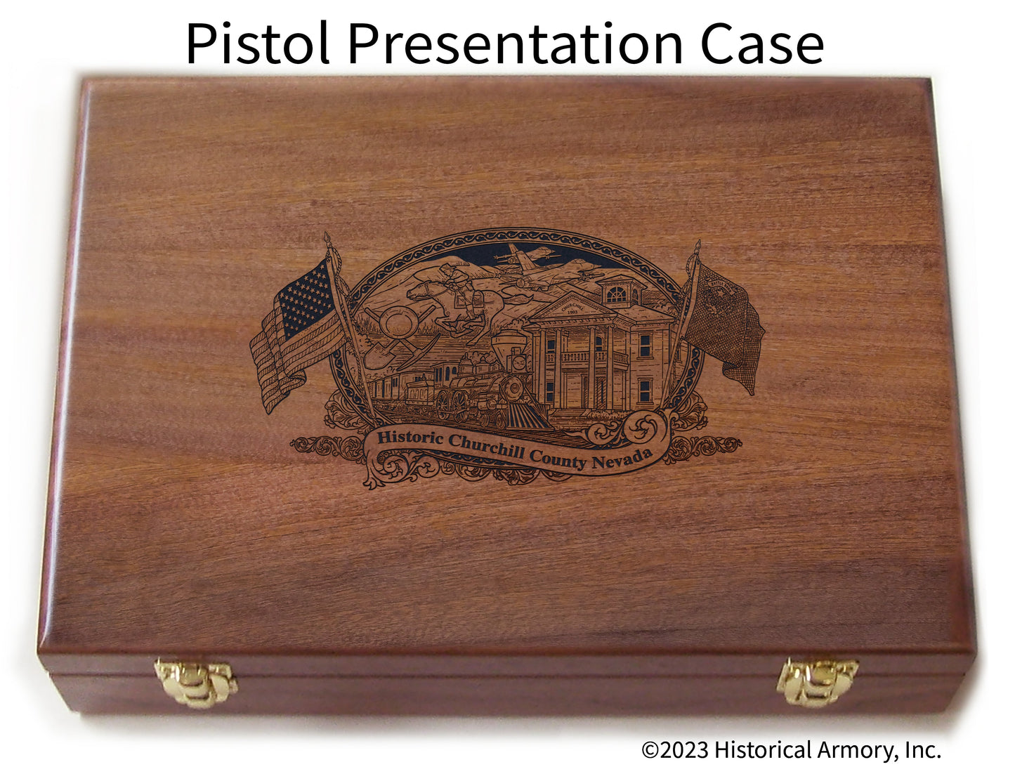Churchill County Nevada Engraved .45 Auto Ruger 1911 Presentation Case