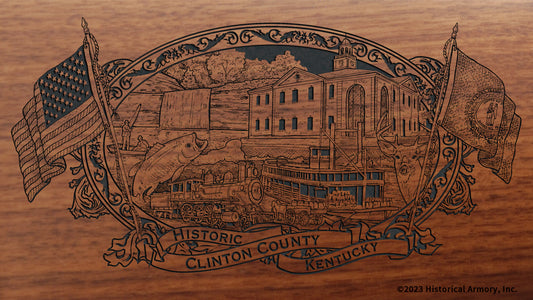 Clinton county kentucky engraved rifle buttstock
