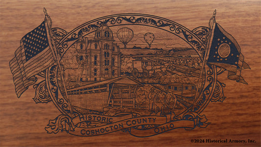 Coshocton County Ohio Engraved Rifle Buttstock
