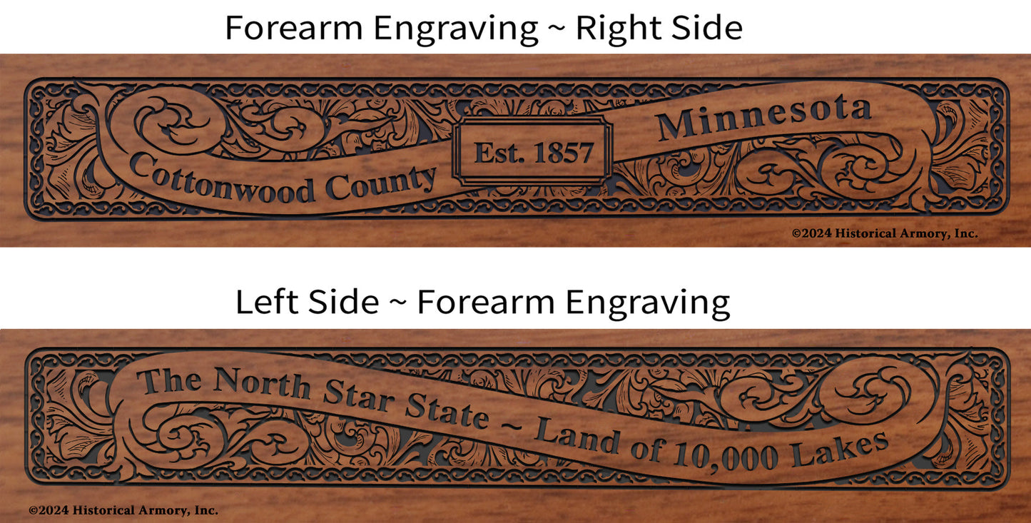 Cottonwood County Minnesota Engraved Rifle Forearm