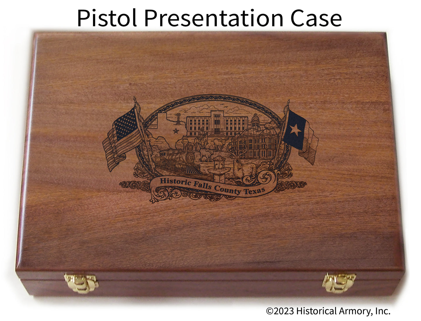 Falls County Texas Engraved .45 Auto Ruger 1911 Presentation Case