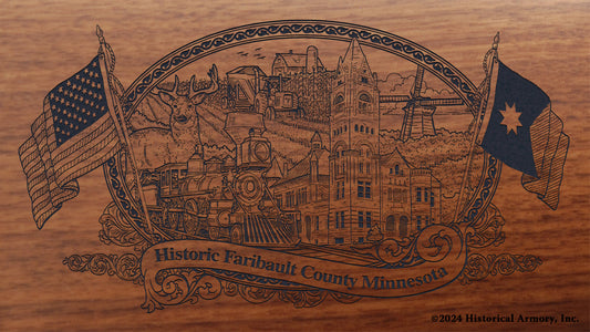 Faribault County Minnesota Engraved Rifle Buttstock