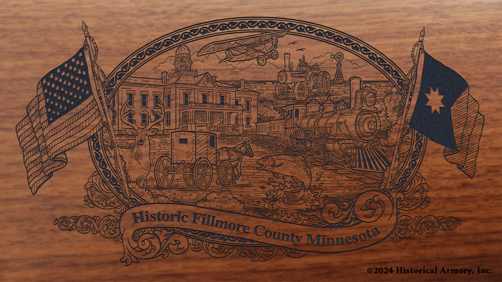 Fillmore County Minnesota Engraved Rifle Buttstock
