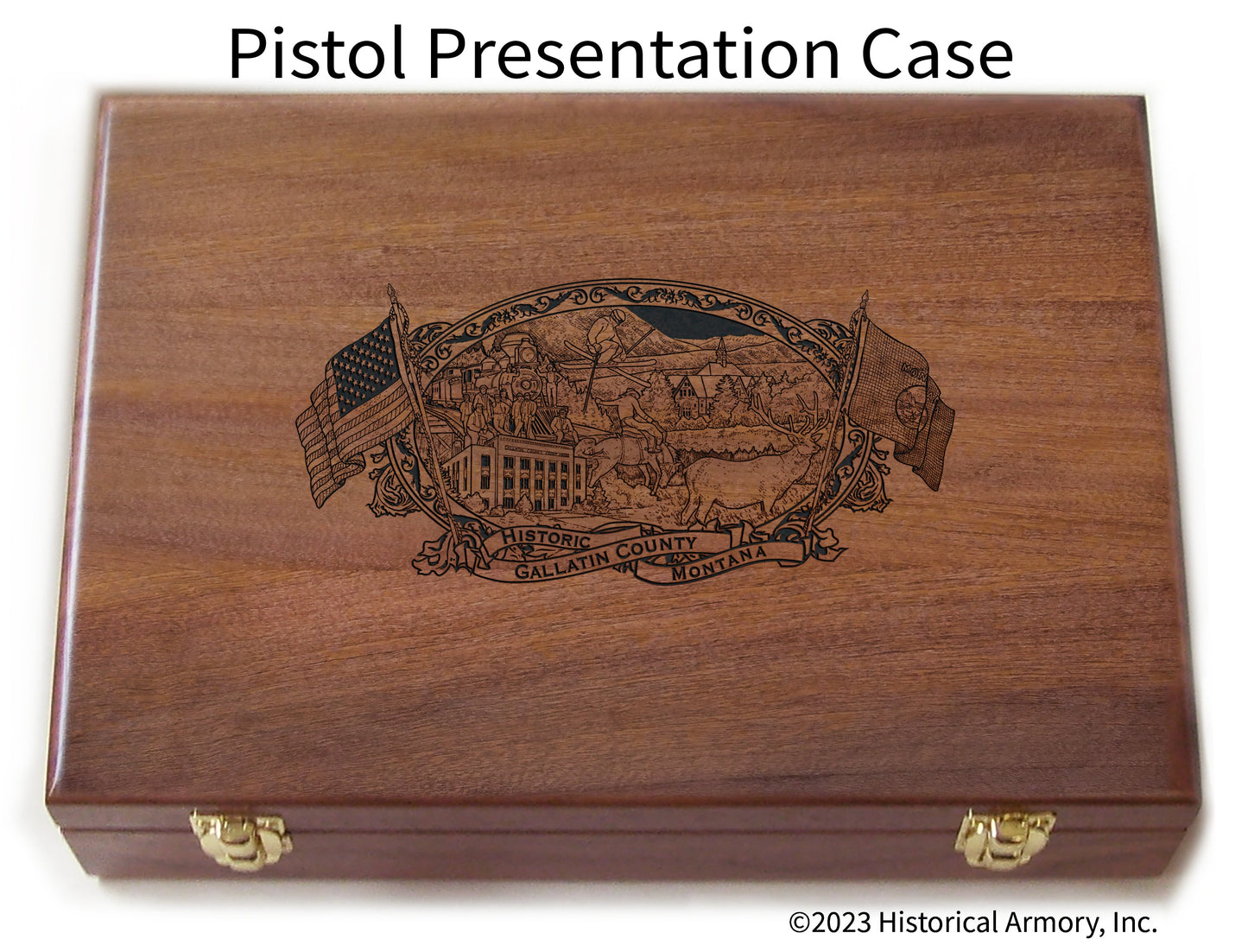 Gallatin County Montana Engraved .45 Auto Ruger 1911 Presentation Case