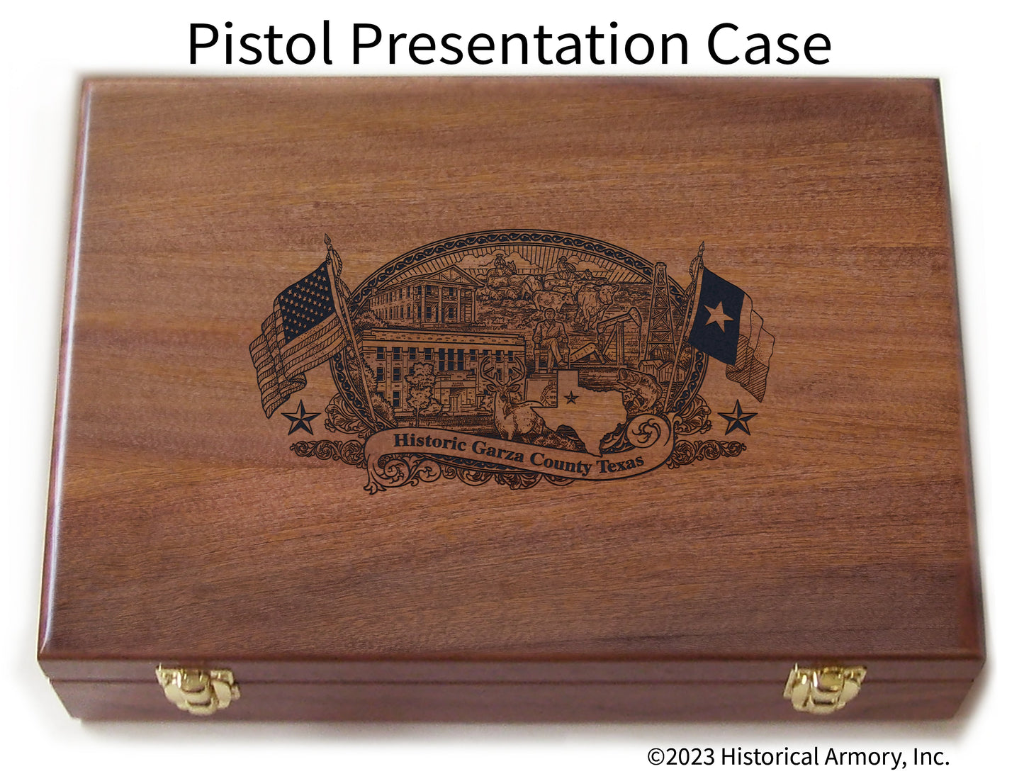 Garza County Texas Engraved .45 Auto Ruger 1911 Presentation Case