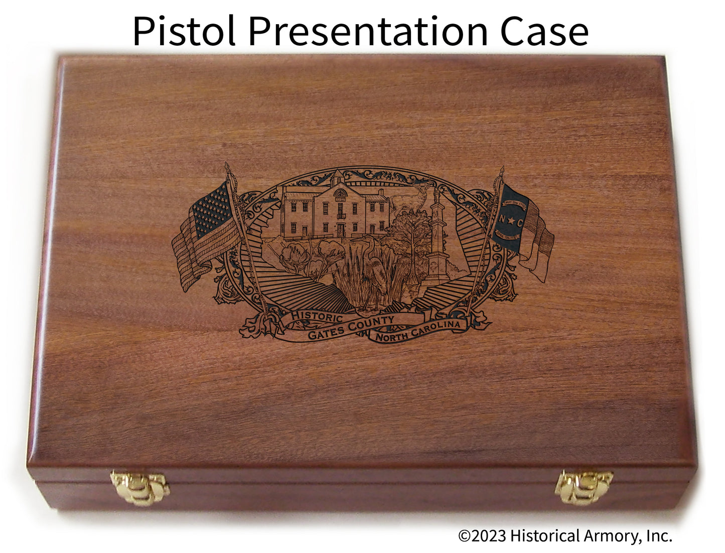 Gates County North Carolina Engraved .45 Auto Ruger 1911 Presentation Case