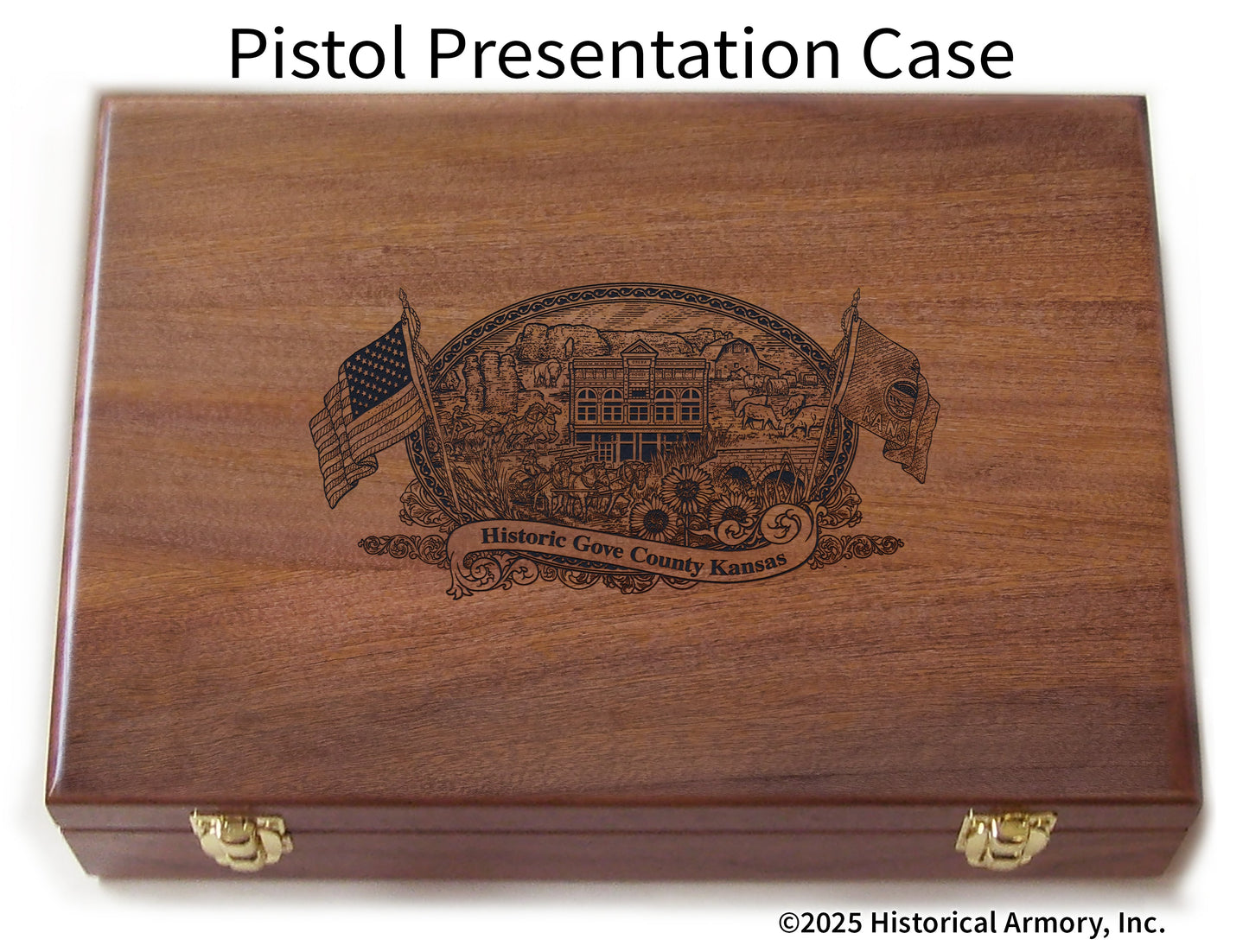 Gove County Kansas Engraved .45 Auto Ruger 1911 Presentation Case