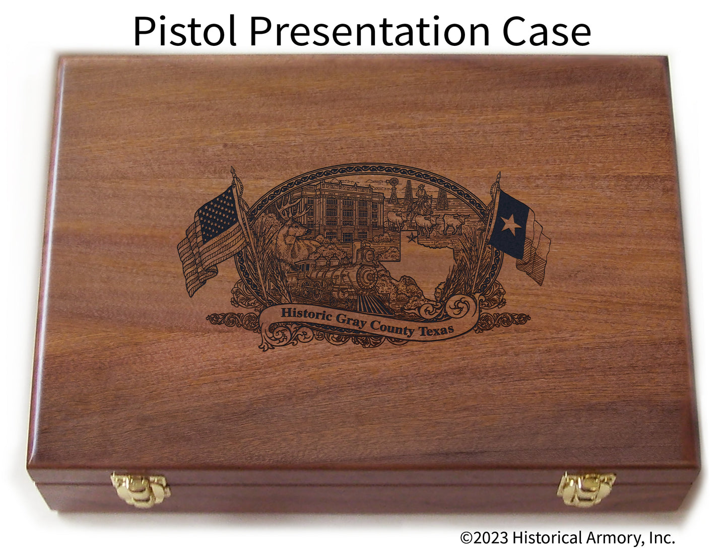 Gray County Texas Engraved .45 Auto Ruger 1911 Presentation Case