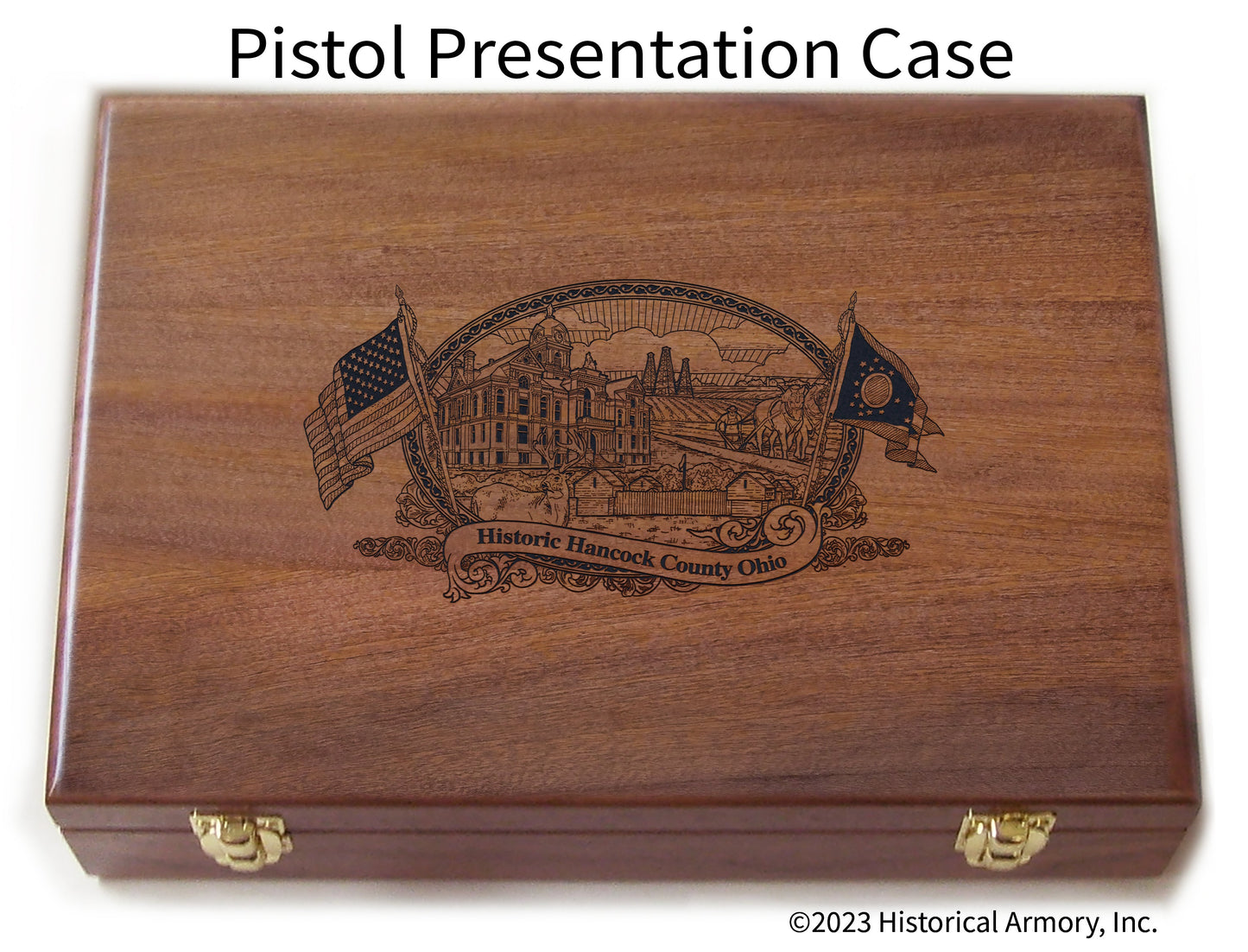 Hancock County Ohio Engraved .45 Auto Ruger 1911 Presentation Case