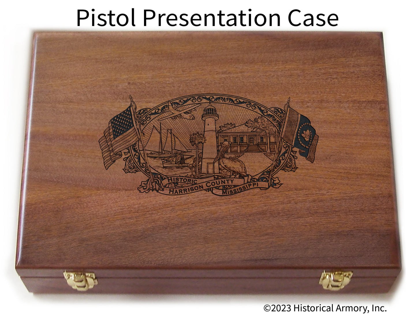 Harrison County Mississippi Engraved .45 Auto Ruger 1911 Presentation Case