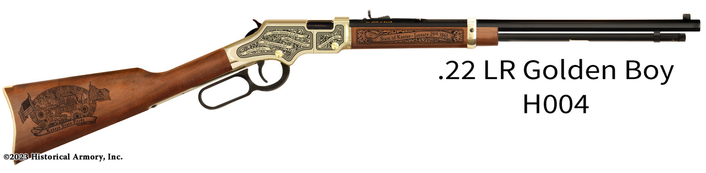 Kansas State Pride Engraved Henry Golden Boy Rifle. 22 LR