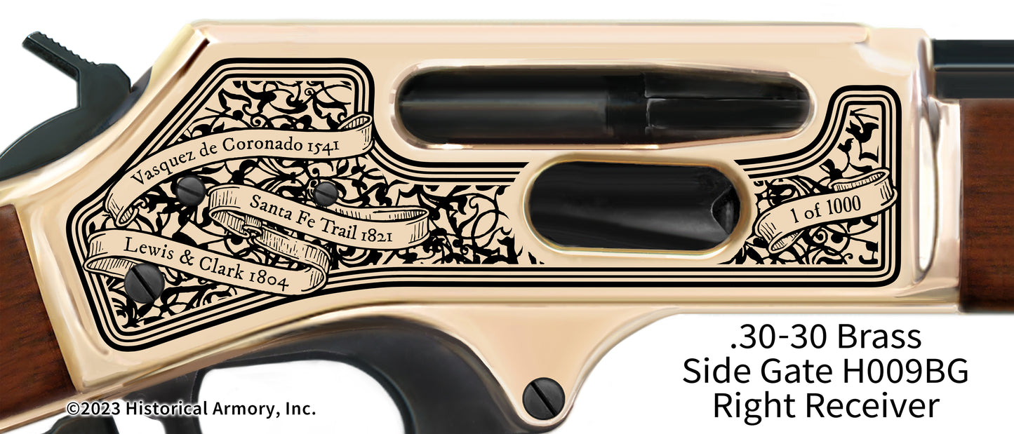 Kansas State Pride Engraved .30-30 Brass Side Gate Henry Rifle 