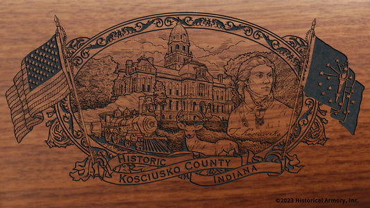 Kosciusko County Indiana Engraved Rifle Buttstock
