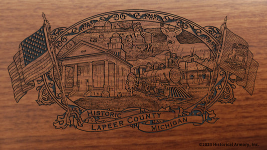 Lapeer County Michigan Engraved Rifle Buttstock