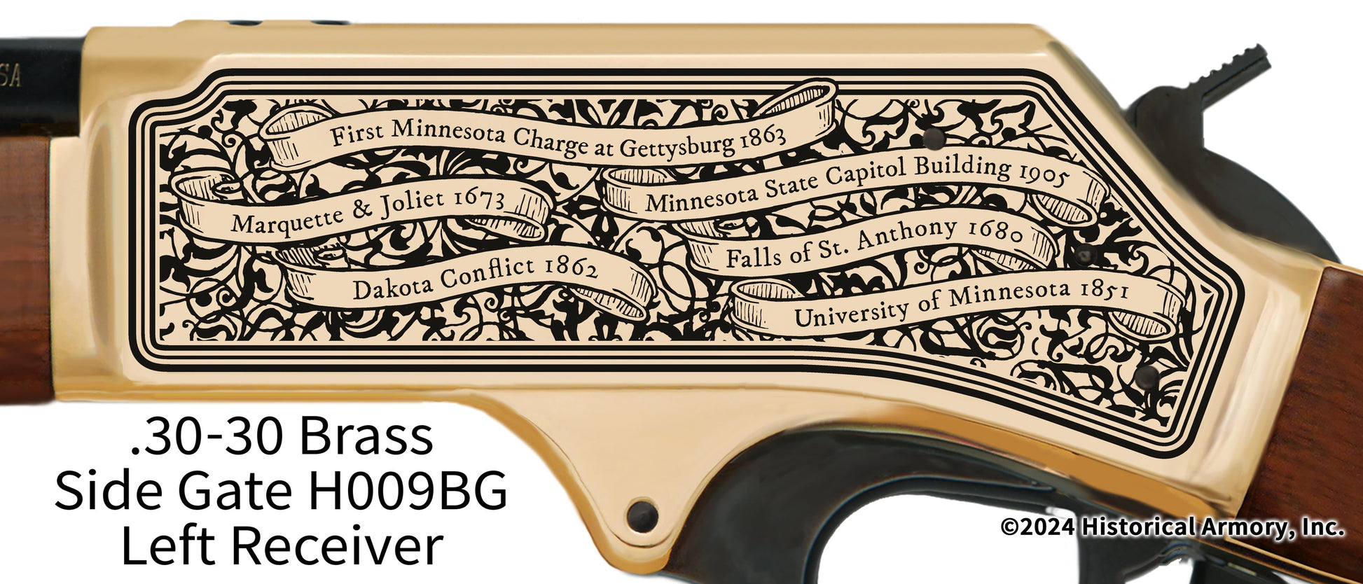 Minnesota State Pride Engraved .30-30 Brass Side Gate H009GB Henry Rifle
