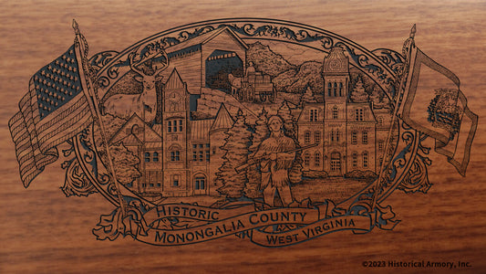 monongalia county west virginia engraved rifle buttstock