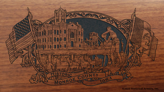 Monroe county iowa engraved rifle buttstock