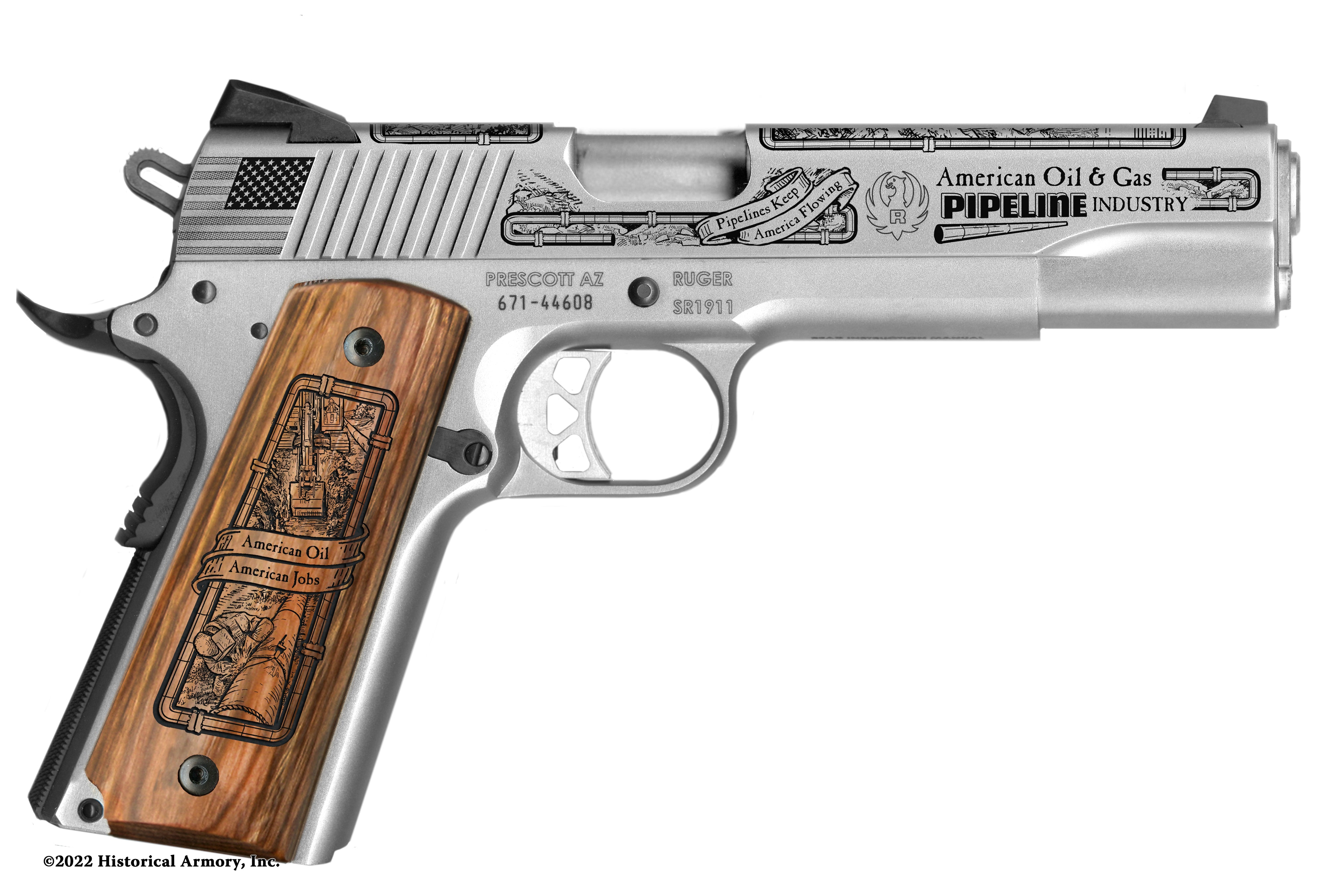 American Oil & Gas Pipeline Industry Engraved 1911 – Historical Armory