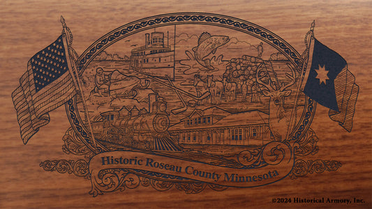 Roseau County Minnesota Engraved Rifle Buttstock