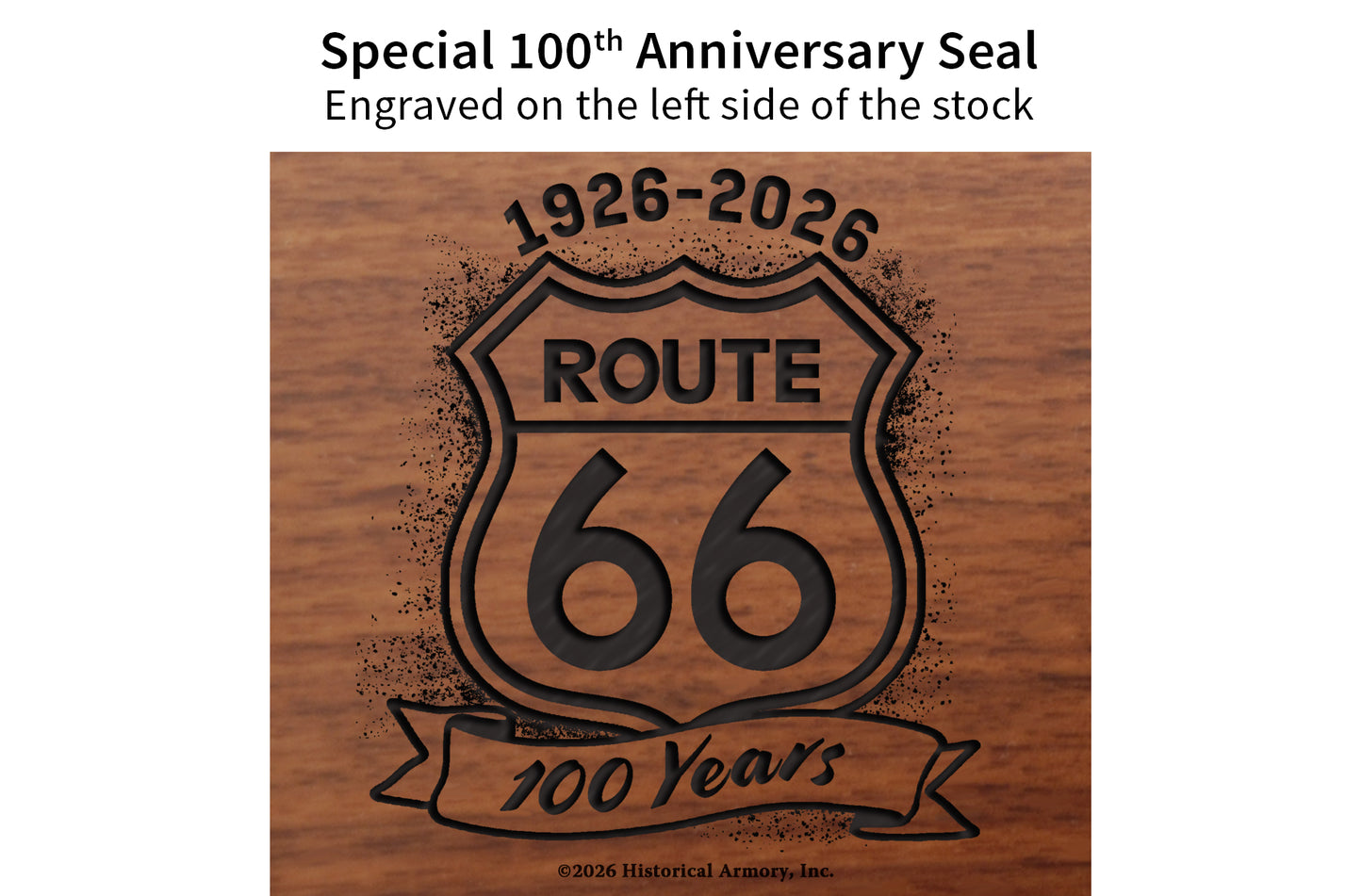 Henry Rifle 'Route 66' engraving celebrating the 100th anniversary from 1926 to 2026.