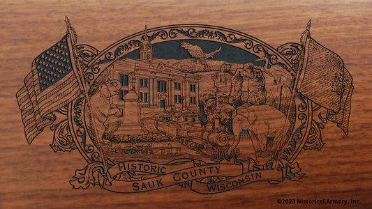 Sauk County Wisconsin Engraved Rifle Buttstock