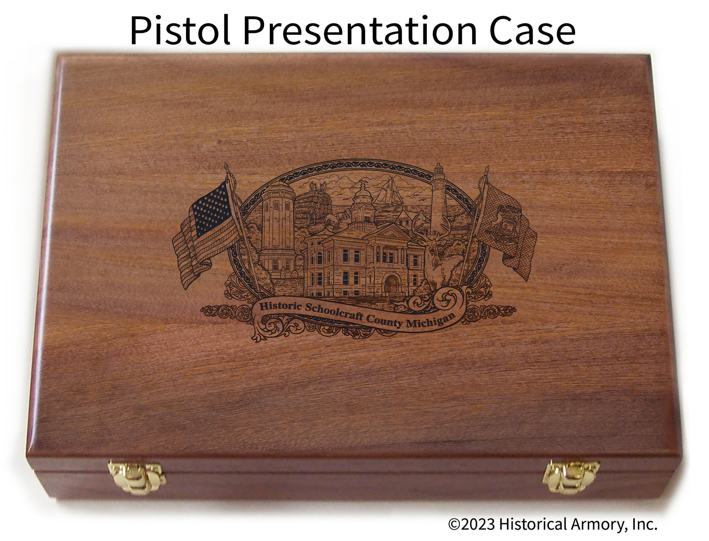 Schoolcraft County Michigan Engraved .45 Auto Ruger 1911 Presentation Case
