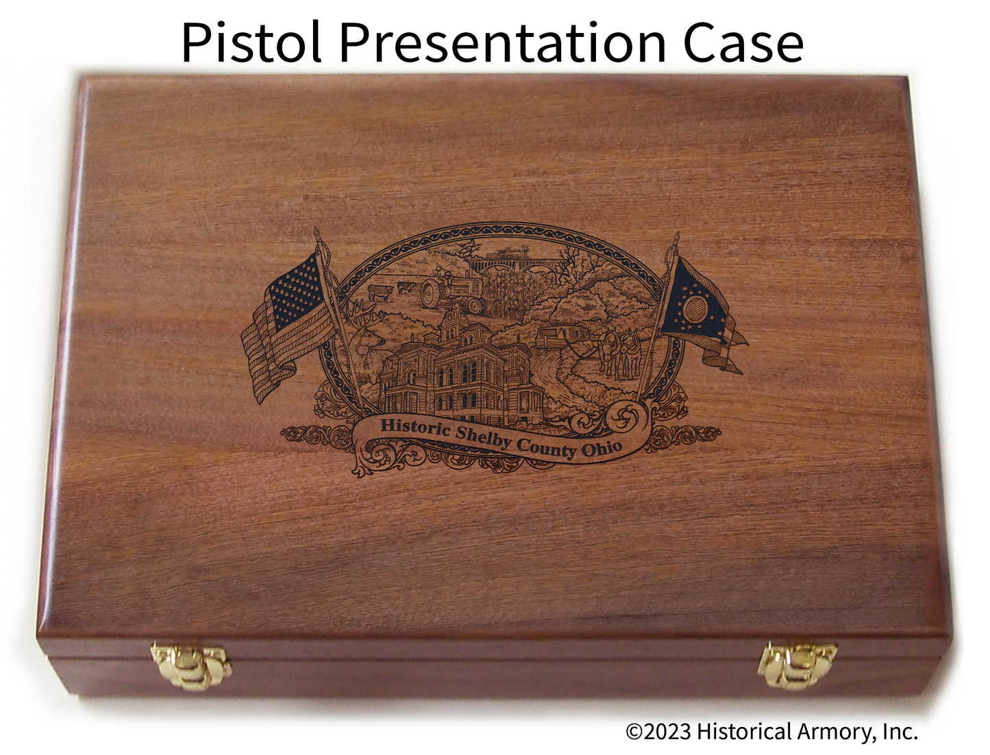Shelby County Ohio Engraved .45 Auto Ruger 1911 Presentation Case