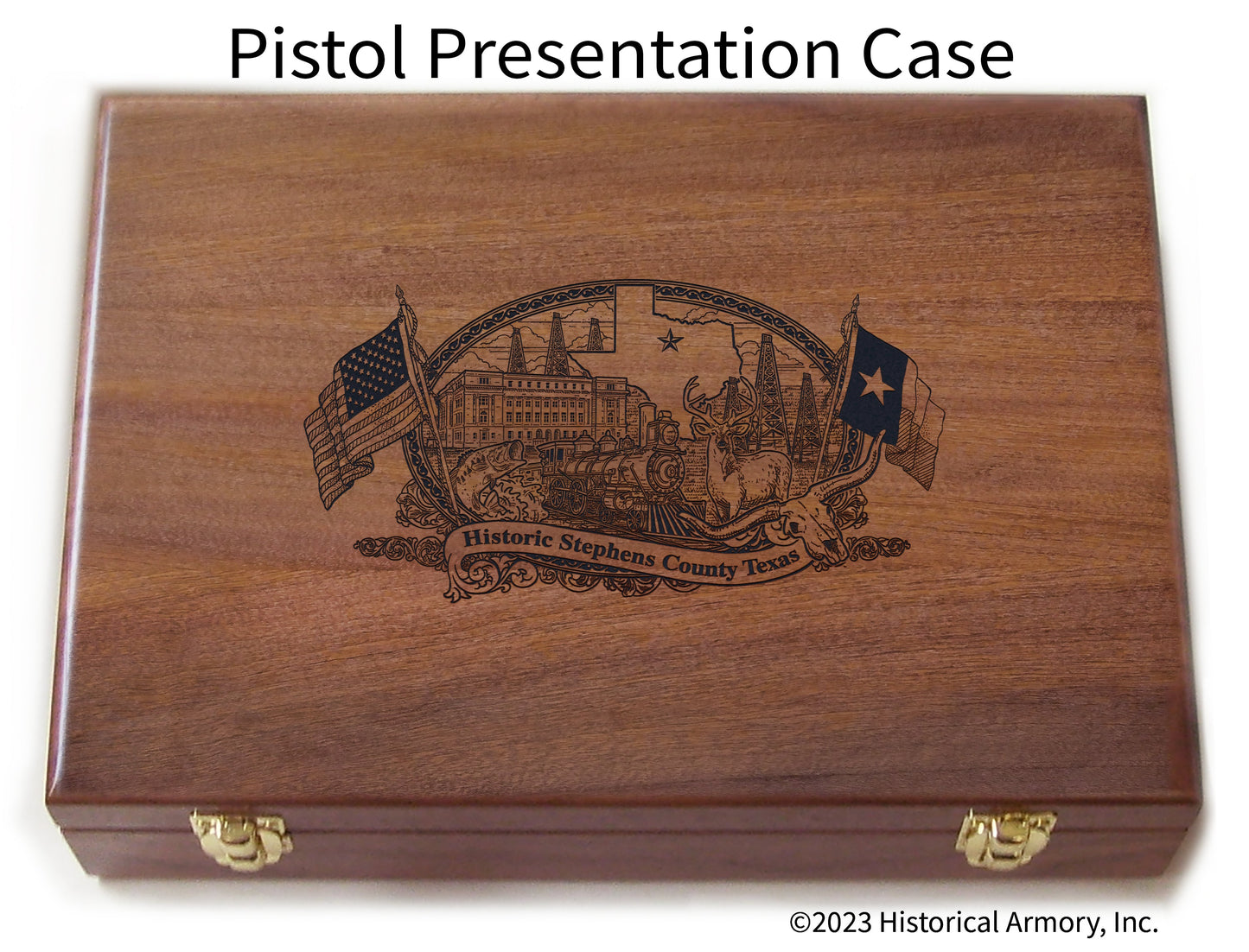 Stephens County Texas Engraved .45 Auto Ruger 1911 Presentation Case