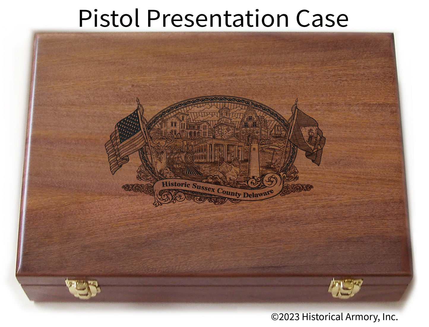 Sussex County Delaware Engraved .45 Auto Ruger 1911 Presentation Case