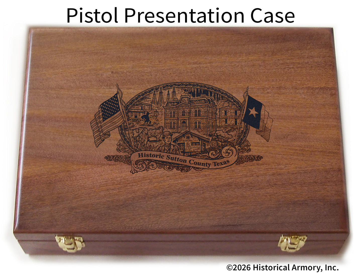 Sutton County Texas Engraved .45 Auto Ruger 1911 Presentation Case