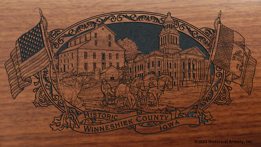 Winneshiek county iowa engraved rifle buttstock