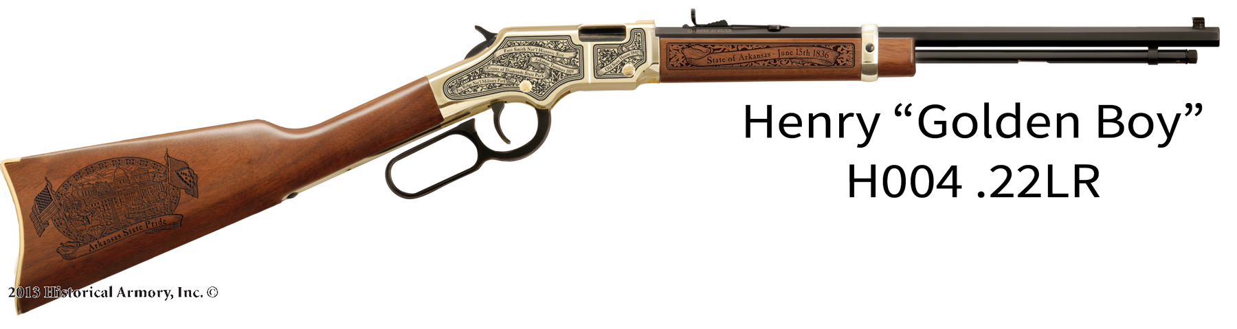 Arkansas State Pride Engraved Golden Boy Henry Rifle
