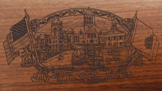 Bristol county massachusetts engraved rifle buttstock