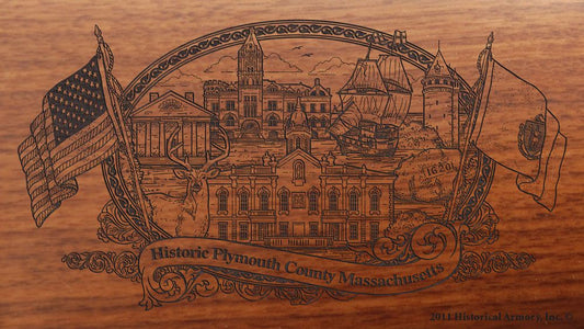 Plymouth county massachusetts engraved rifle buttstock